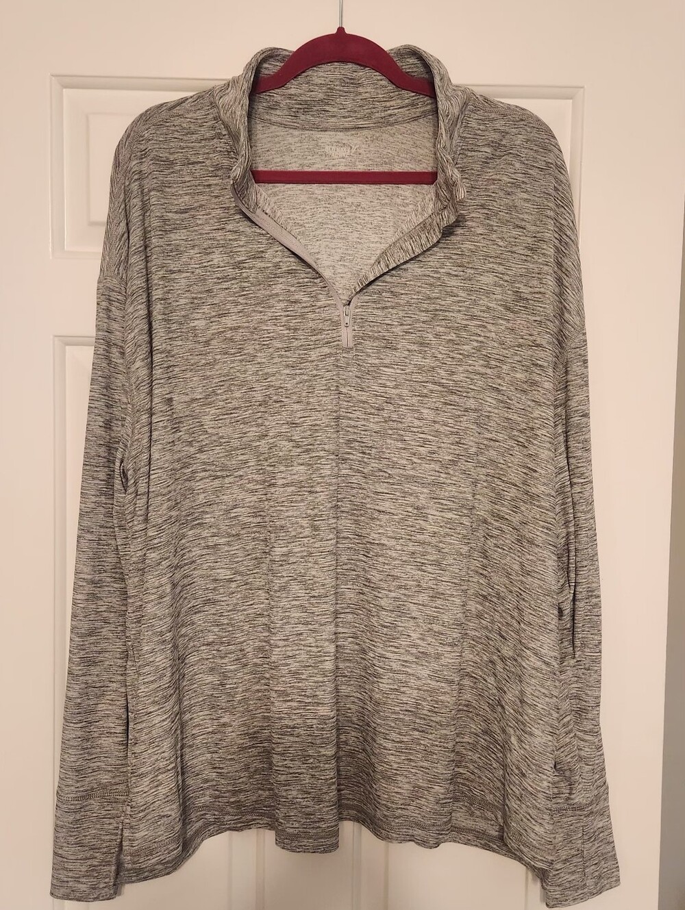 Old Navy Active Light Gray Marled Zip-Up Hoodie